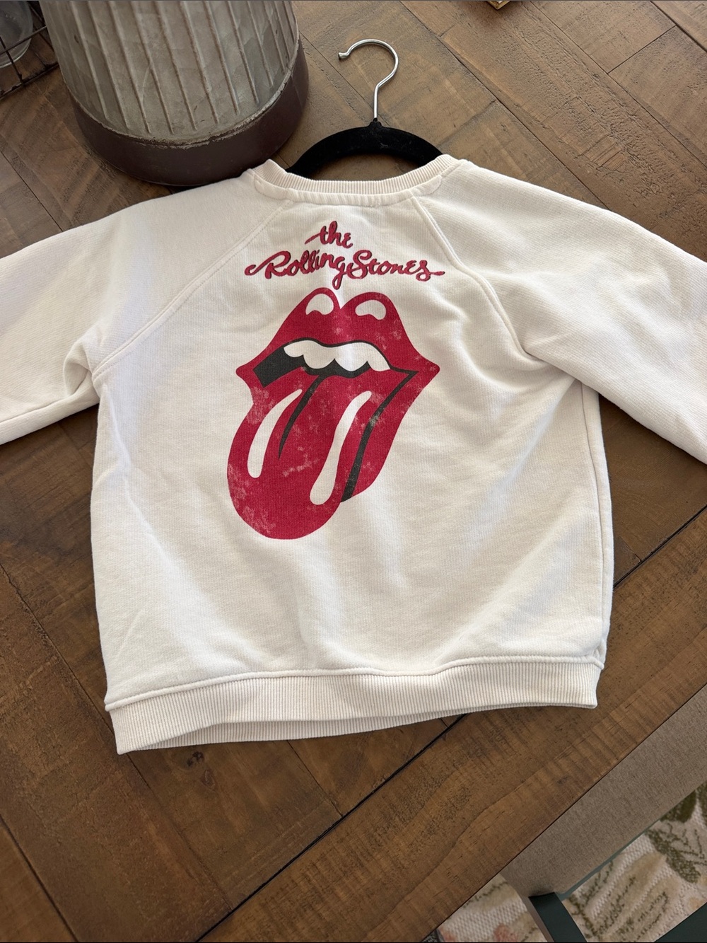 Zara the Rolling Stones Cream Kids Sweatshirt with Red Tongue Logo